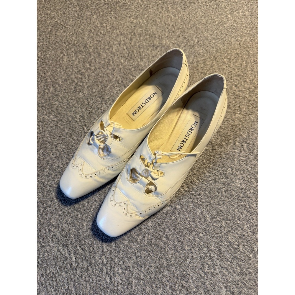 Nordstrom Ivory Leather Brogues Oxford Lace-Up Dress Shoes  Vintage , 8.5